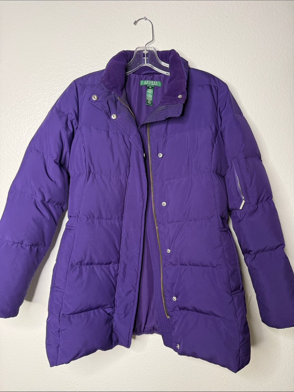 Lauren Ralph Lauren Purple Quilted Down Puffer Coat